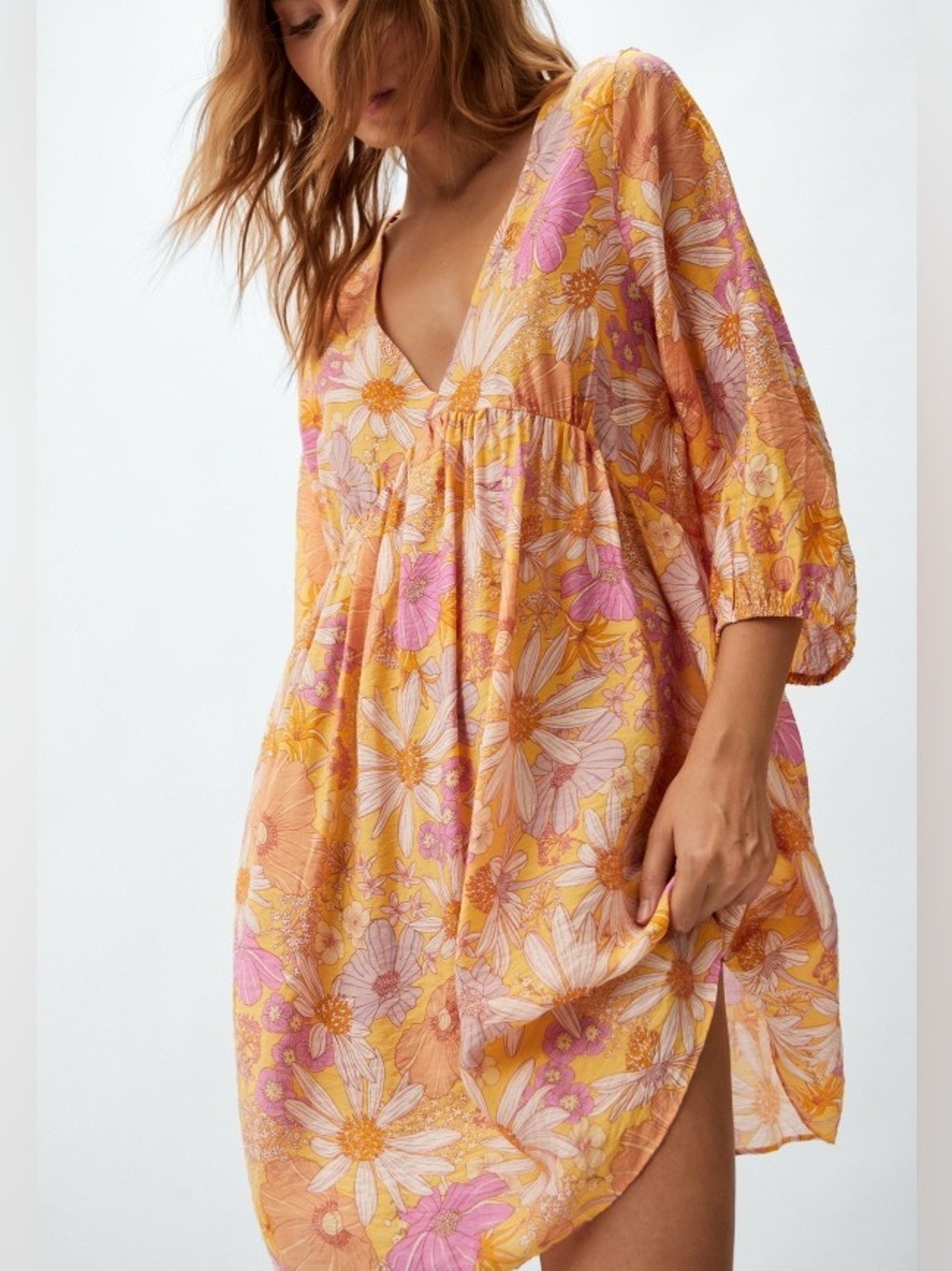 H&M V-Neck Balloon-Sleeved Mini Dress • XS
